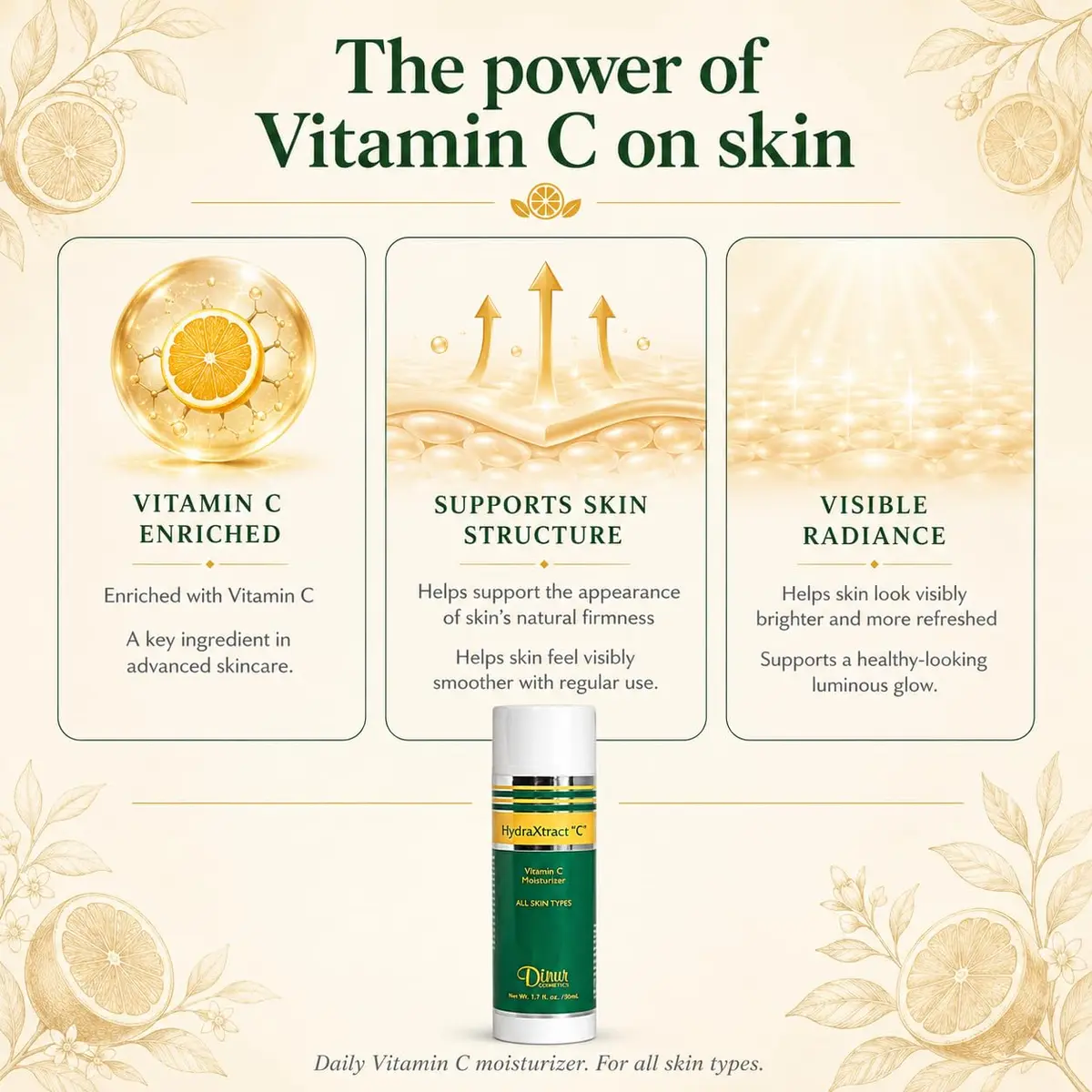 Dinur Cosmetics HydraXtract Vitamin C Moisturizer 50 ml | Decreases Aging & Improves Skin Firmness - view 3