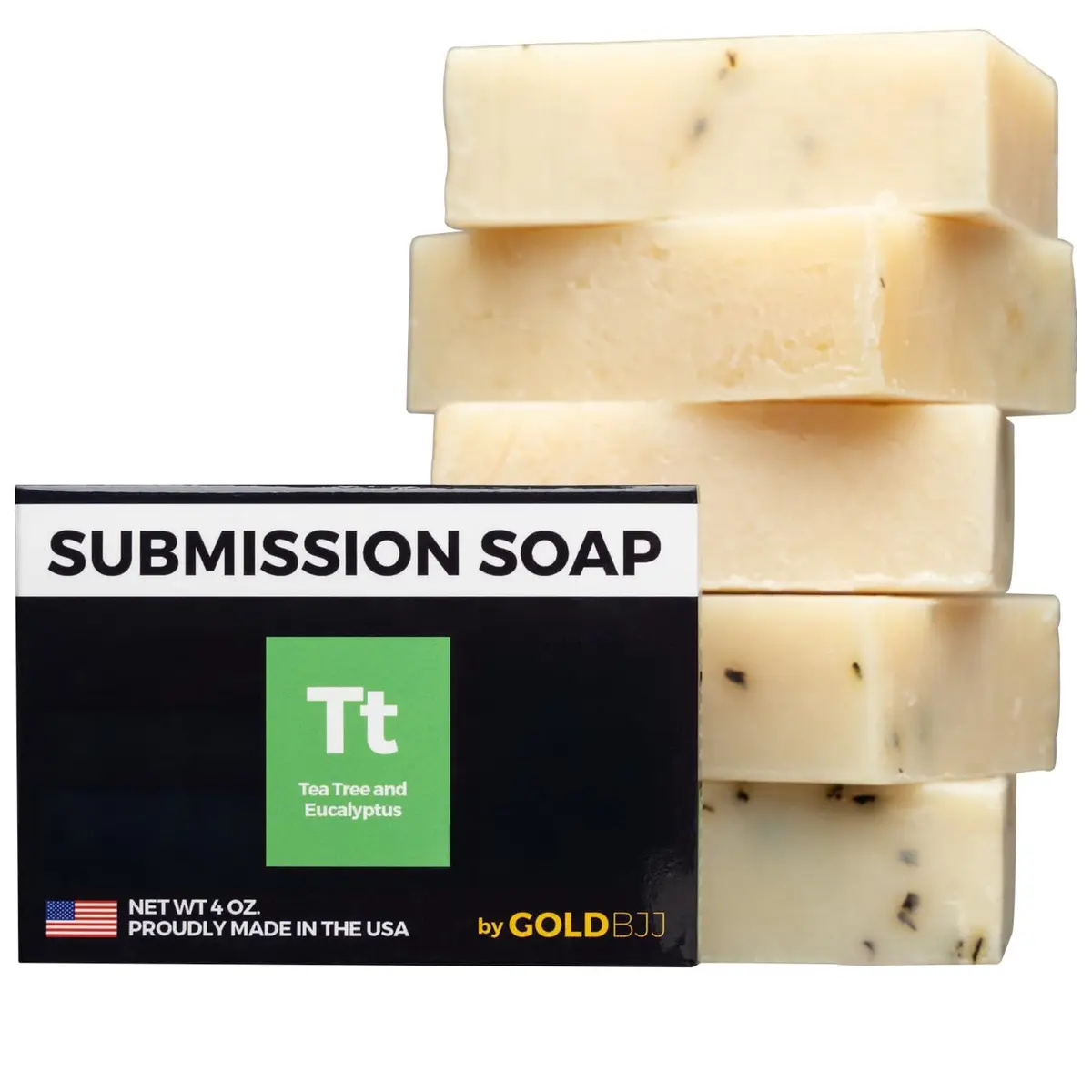 Gold BJJ Submission Soap - Tea Tree Oil Bar Soap for Jiu Jitsu, Wrestling, Grappling & MMA | Made in USA (5-Pack, 4 oz each) - main product image
