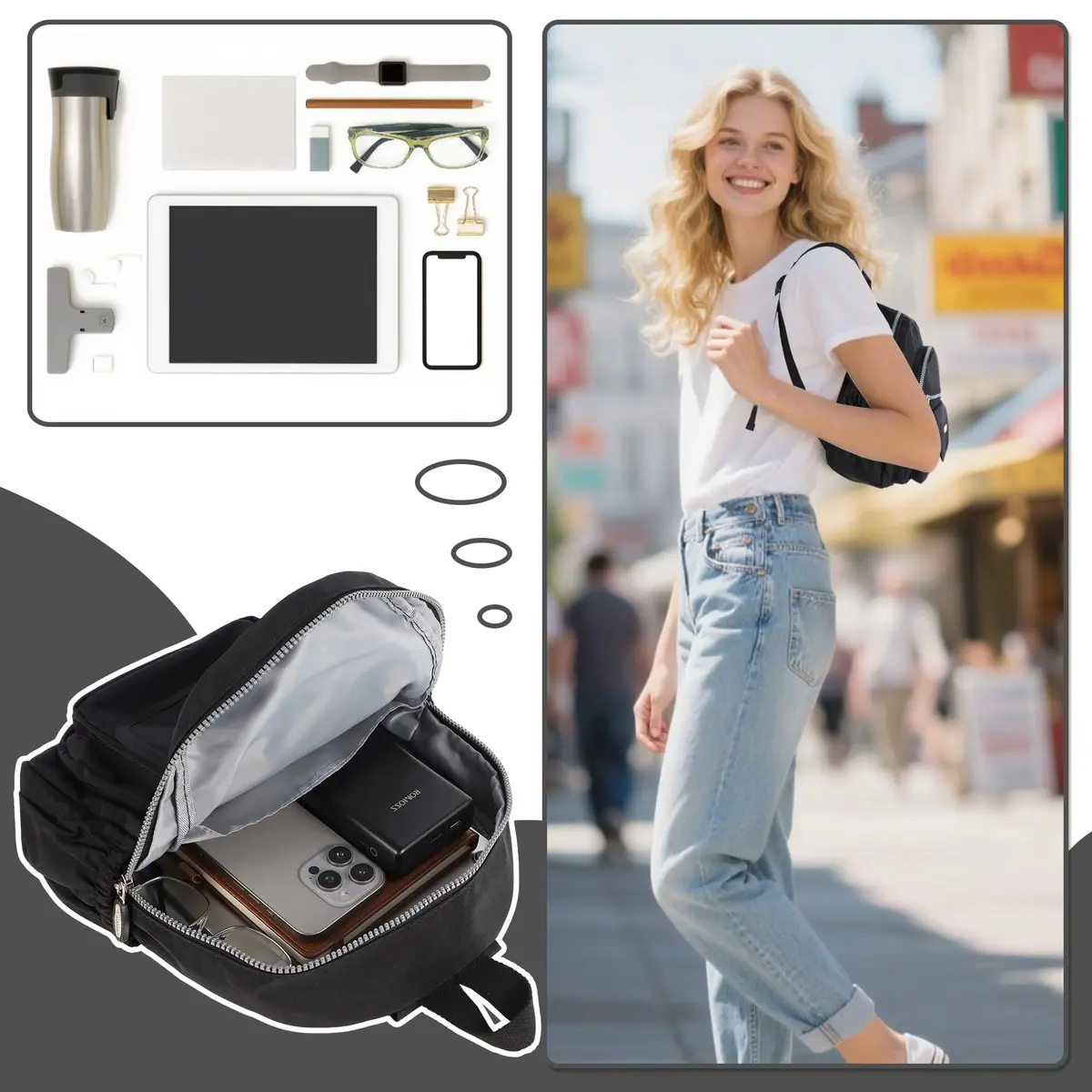 AOTIAN Mini Backpack for Women, Lightweight Nylon Small Daypack | Compact & Durable - view 7