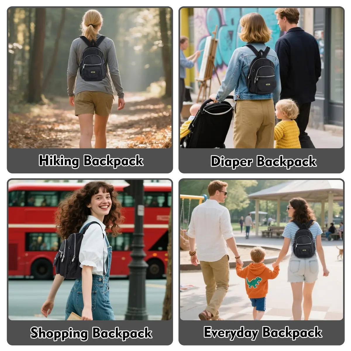 AOTIAN Mini Backpack for Women, Lightweight Nylon Small Daypack | Compact & Durable - view 2