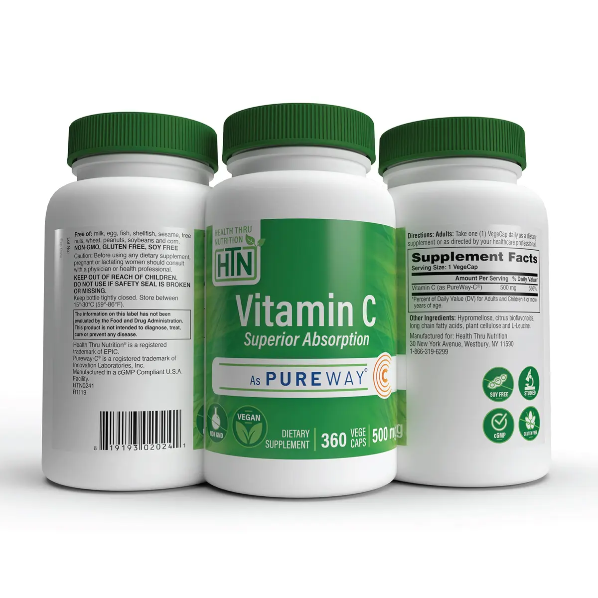 Health Thru Nutrition Vitamin-C 500mg PureWay-C 360 Count High Absorption | Vegan, Non-GMO - view 5