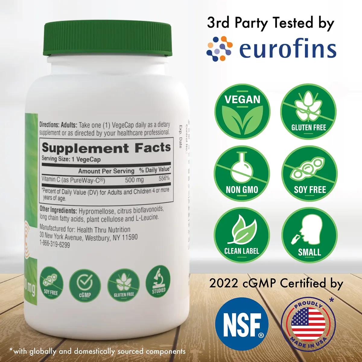 Health Thru Nutrition Vitamin-C 500mg PureWay-C 360 Count High Absorption | Vegan, Non-GMO - view 2