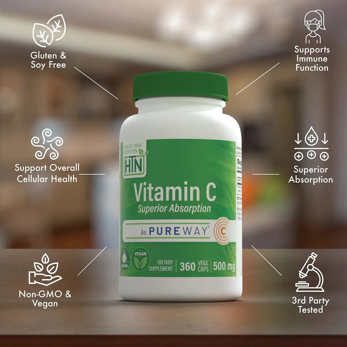 Health Thru Nutrition Vitamin-C 500mg PureWay-C 360 Count High Absorption | Vegan, Non-GMO - view 3