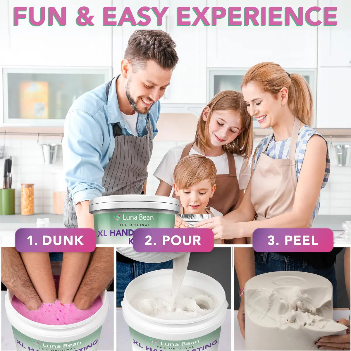 Luna Bean XL Hand Casting Kit for Family - Extra Large Mold, Up to 6 Hands | Family Keepsake - view 5