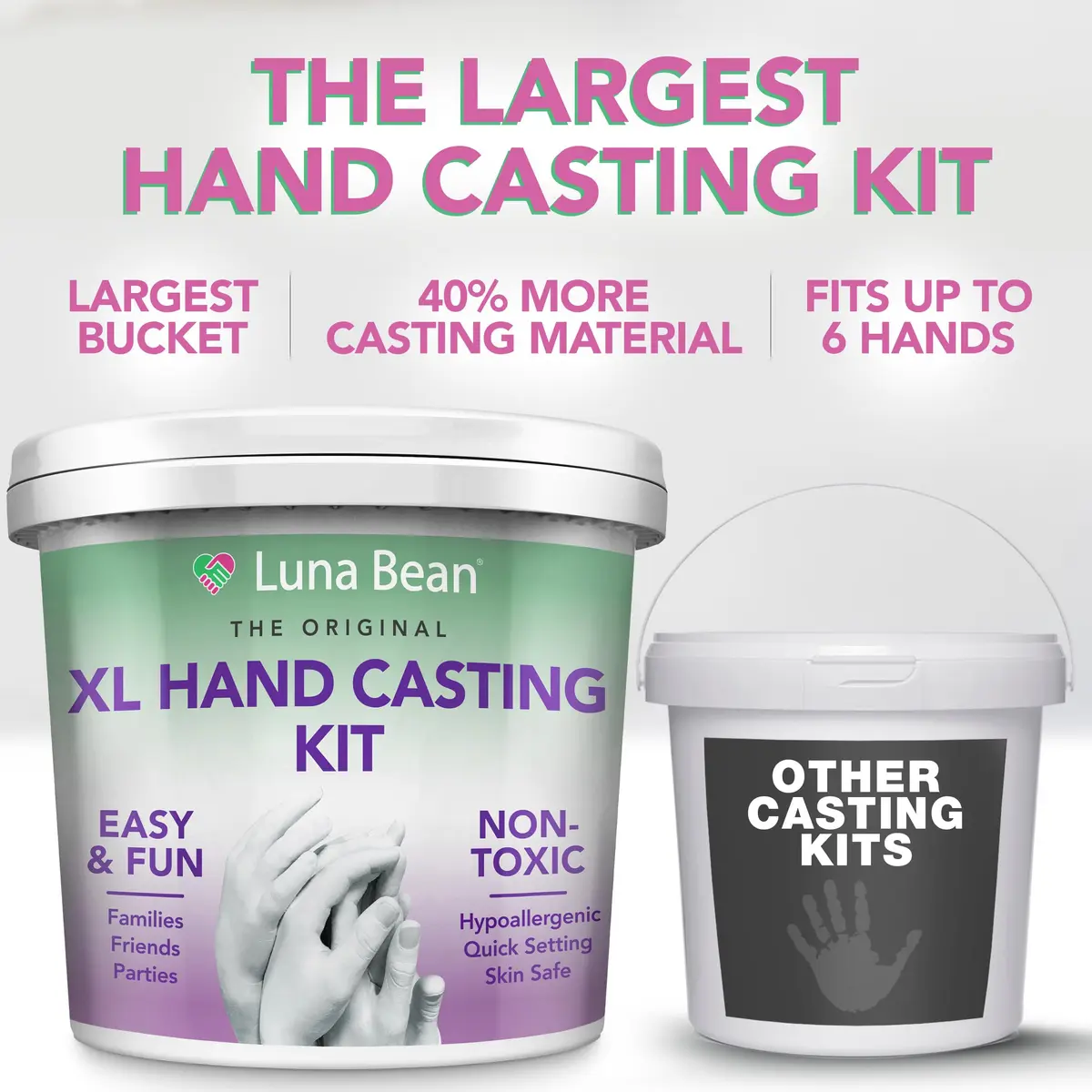 Luna Bean XL Hand Casting Kit for Family - Extra Large Mold, Up to 6 Hands | Family Keepsake - view 3