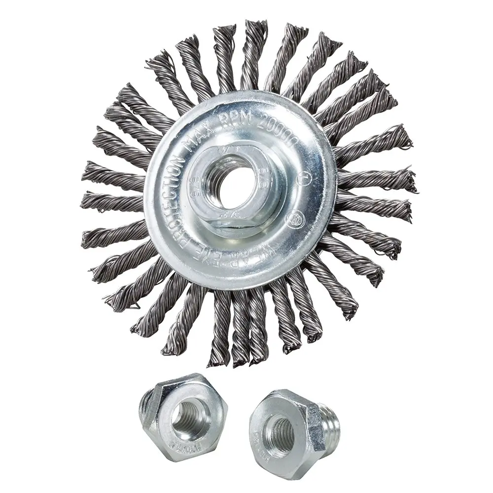 Mercer Abrasives Stringer Bead Wire Wheel 4" .020 Carbon Steel | Heavy-Duty Cleaning Tool - main product image
