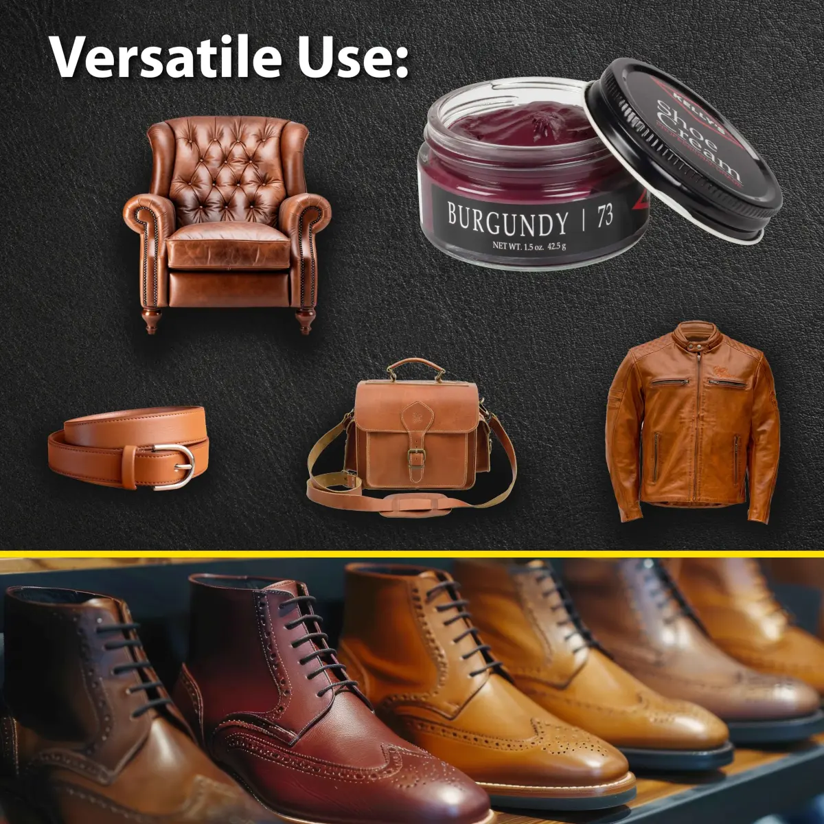 Kelly's Burgundy Shoe Polish Cream 45ml (1.5 oz) | Professional Leather Care - view 4