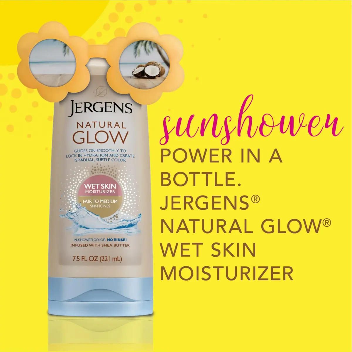 Jergens Natural Glow Wet Skin Moisturizer Lotion, Fair to Medium 222ml (7.5 Fl Oz) | Gradual Streak-Free Color - view 2