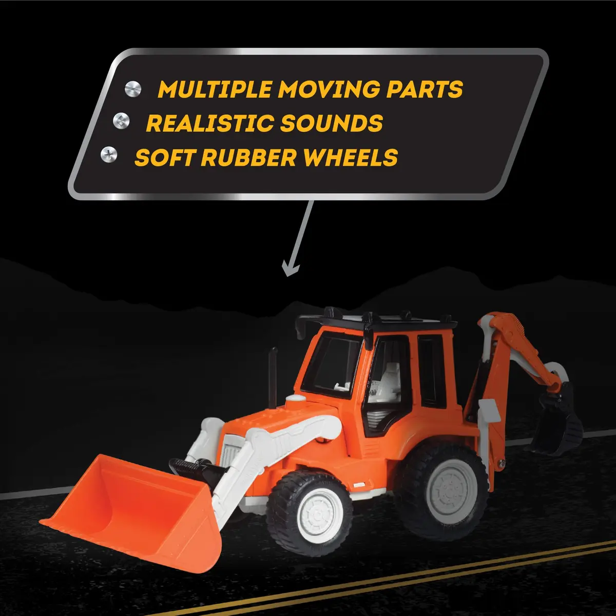 Driven by Battat Backhoe Loader Toy 7-Inch | Realistic Construction Vehicle with Lights & Sounds for Kids 3+ - view 6