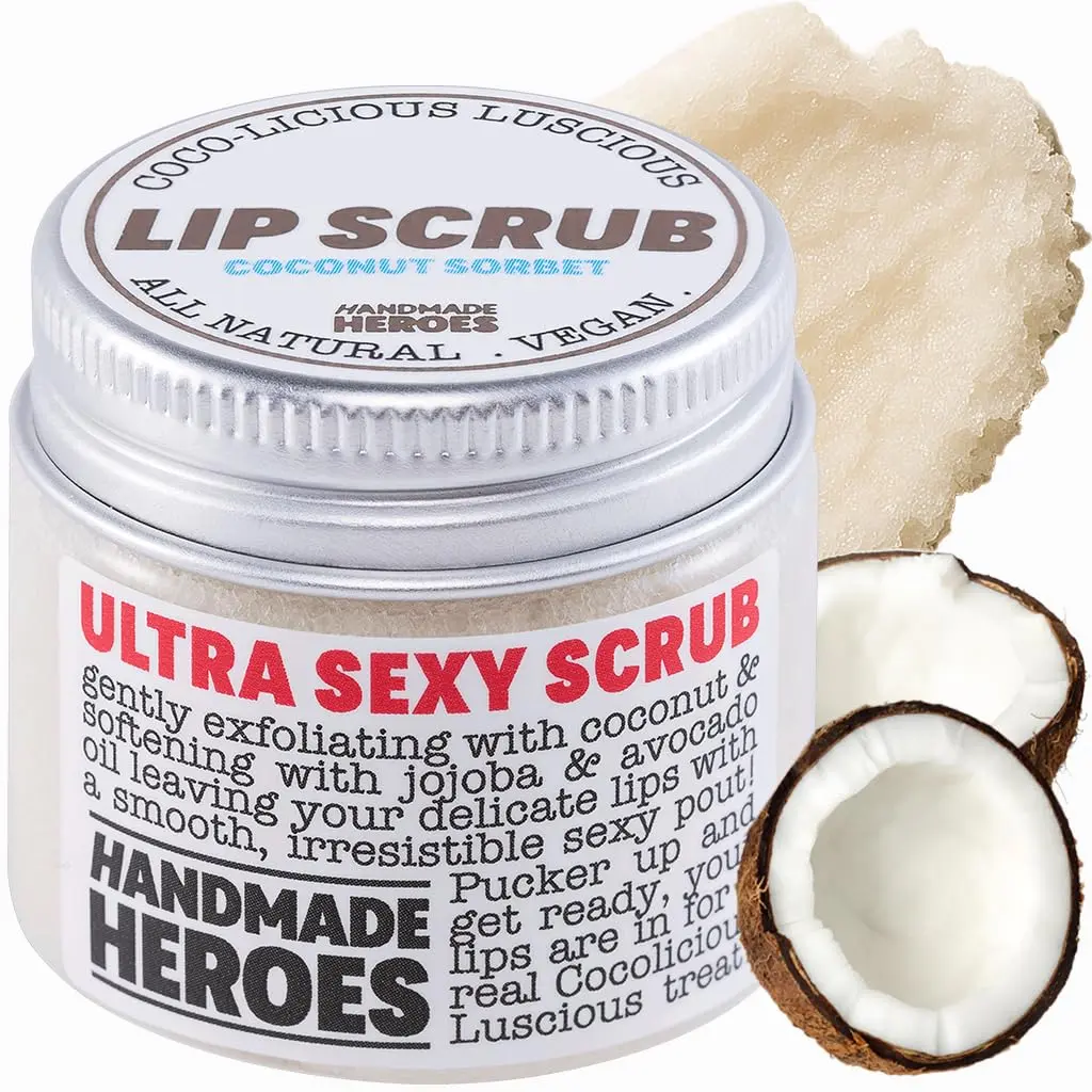Handmade Heroes 100% Natural Lip Scrub 1oz | Vegan Coconut Lip Exfoliator for Dry & Dark Lips - main product image