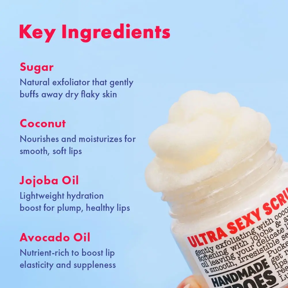 Handmade Heroes 100% Natural Lip Scrub 1oz | Vegan Coconut Lip Exfoliator for Dry & Dark Lips - view 5