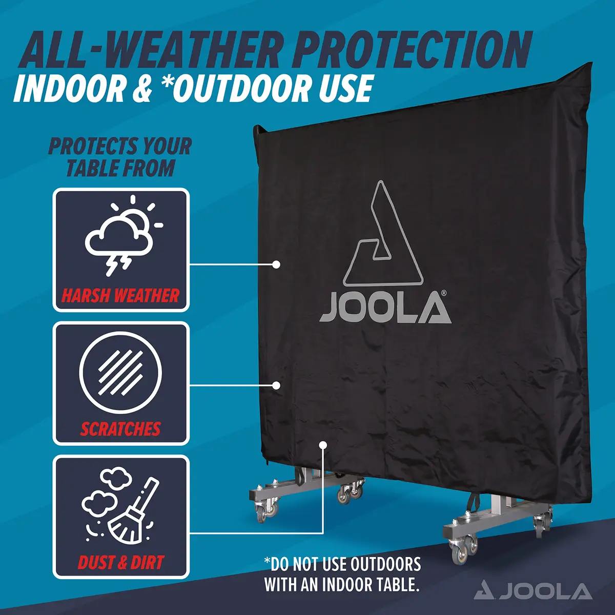 JOOLA Outdoor Ping Pong Table Cover Fits Both Folding & Flat Tables - Heavy Duty Waterproof Cover w/ PVC Coating - Dual Function, Fits 9x5 Tables in Upright or Down Positions - Inside & Outside - view 2