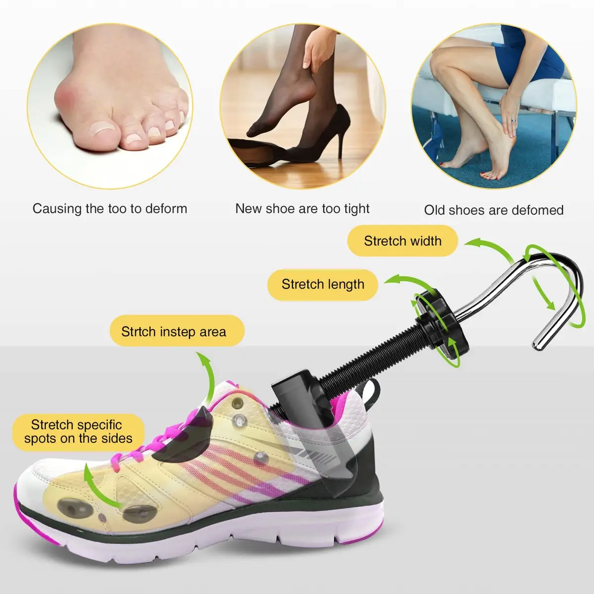 eachway Shoe Tree Pair of Premium 2-Way Adjustable Shoe Stretchers Large | Durable Plastic & Steel - view 3