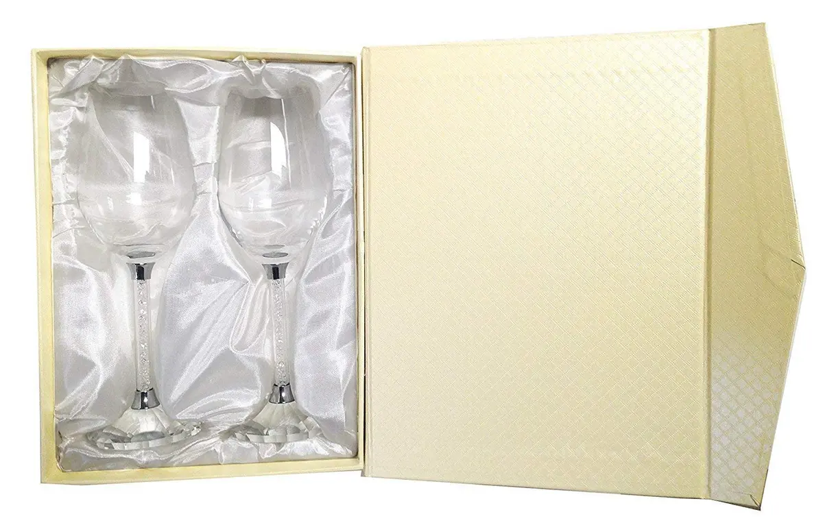 Amlong Crystal Wine Glass with Crystal Diamond Stem | Elegant 12 oz Set of 2 for Celebrations & Gifts - main product image