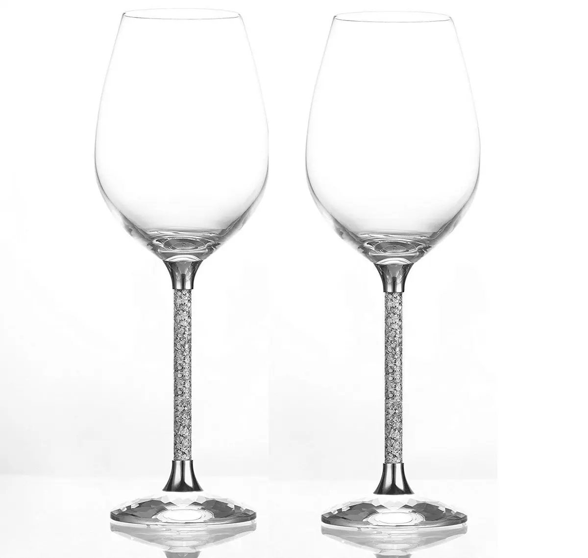 Amlong Crystal Wine Glass with Crystal Diamond Stem | Elegant 12 oz Set of 2 for Celebrations & Gifts - view 2