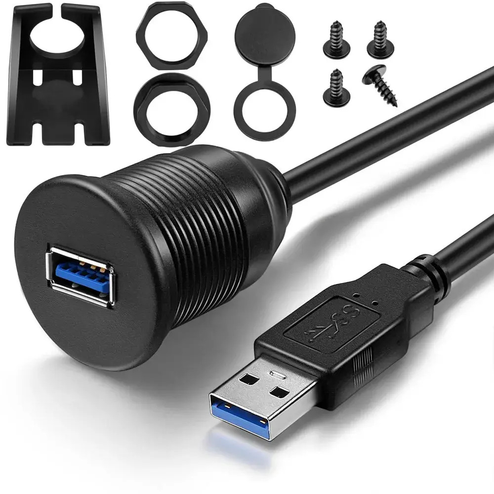 ICESPRING USB 3.0 Flush Mount Car Mount Extension Cable, 3ft (0.91m) | High-Speed Data Transfer & Charging - main product image