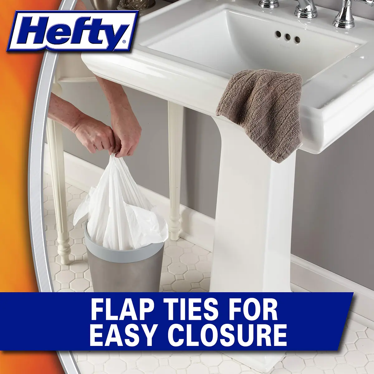 Hefty Small Garbage Bags, Flap Tie, Tropical Paradise Scent, 4 Gallon, 26 Count | Odor Neutralizer - view 2