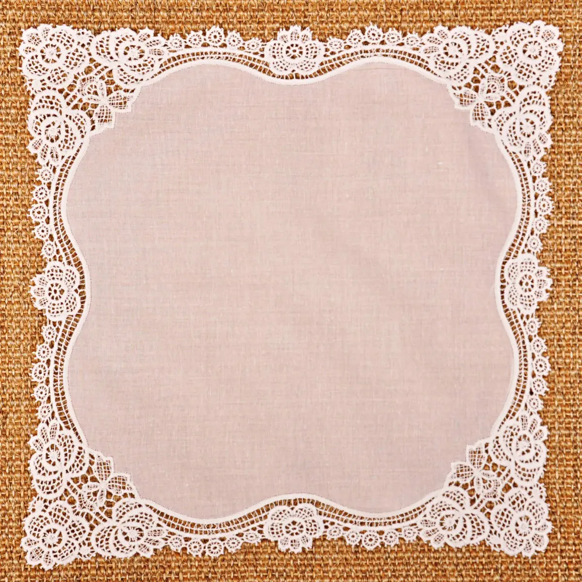 Milesky White Wedding Handkerchief Pure Cotton with Crochet Lace 30cm (11.5") | Keepsake Quality - view 6