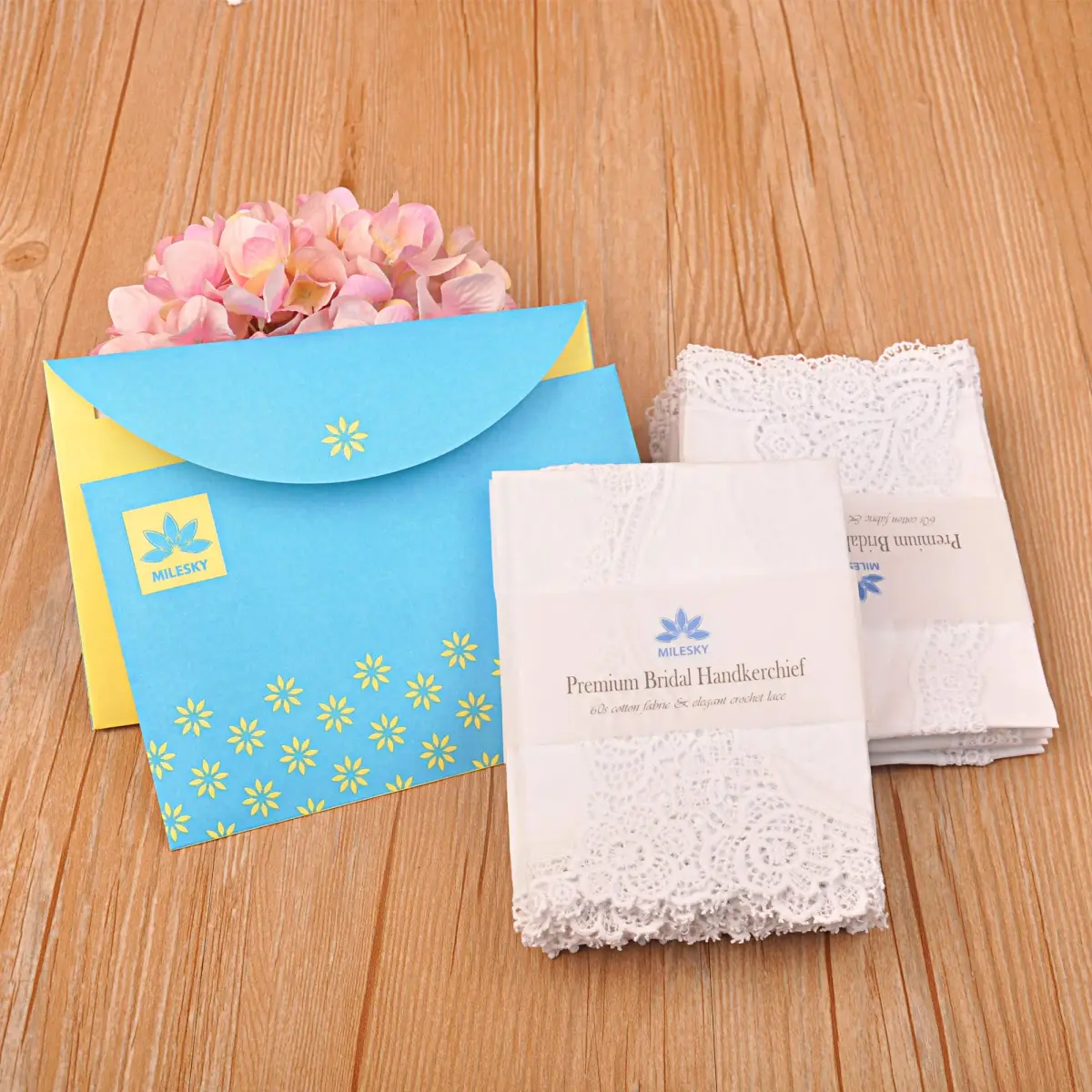 Milesky White Wedding Handkerchief Pure Cotton with Crochet Lace 30cm (11.5") | Keepsake Quality - view 7