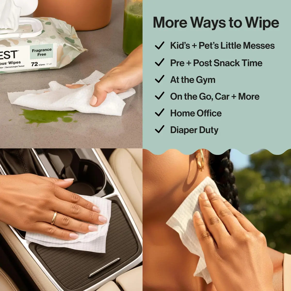 The Honest Company Multi-Use Baby Wipes, Geo Mood, Unscented, 576 Count | Compostable, Plant-Based, Hypoallergenic - view 4