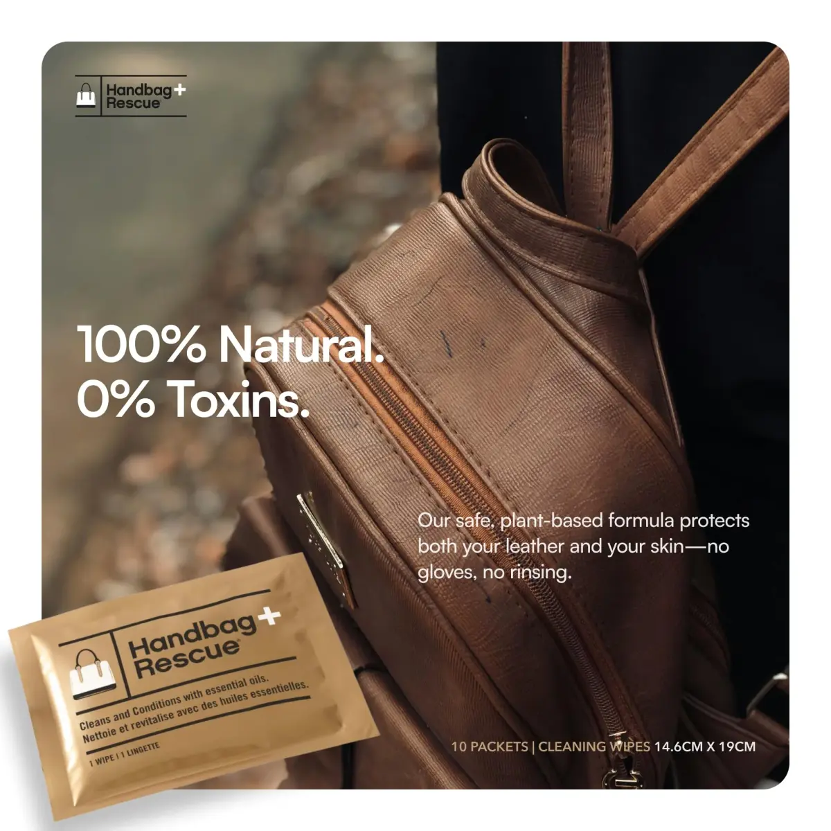 Boot Rescue Natural Surface Cleaning Wipes 10 Count | Keep Leather Handbags Soft & Supple - view 3