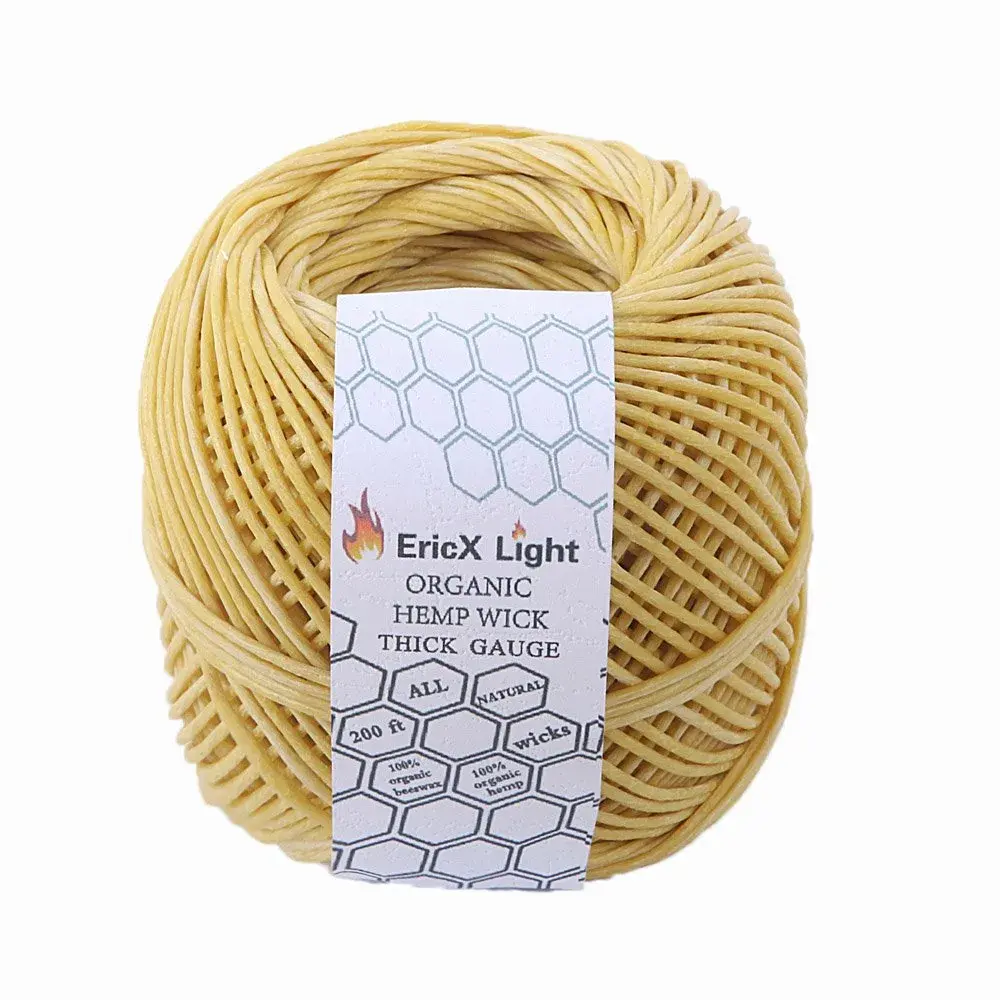 EricX Light Thick Beeswax Hemp Wick 2.0 mm (200 ft) | Organic & Slow Burning - main product image