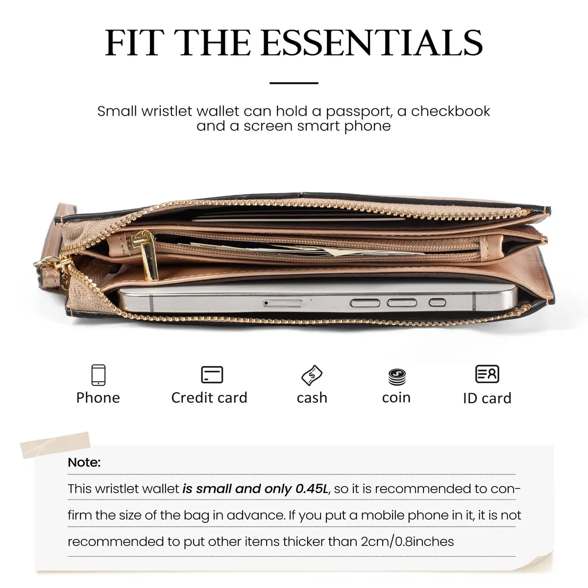befen Genuine Leather Wristlet Clutch for Women Ultra-Slim Ladies Credit Card Holder Wallet Purses with RFID Protection (Tan) - view 4