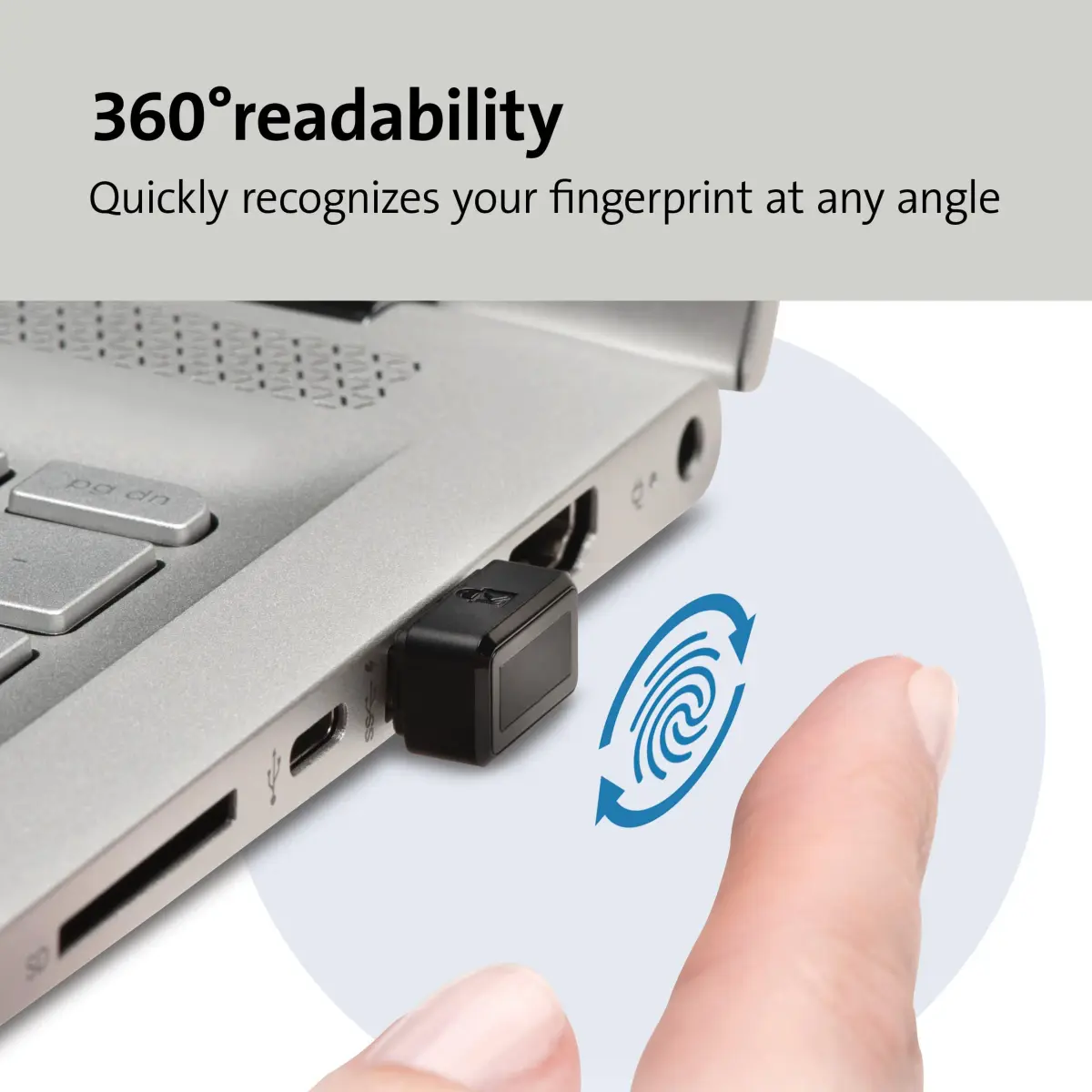 Kensington VeriMark Gen1 USB-A Fingerprint Key Reader | Anti-Spoofing Security for Windows Hello - view 5