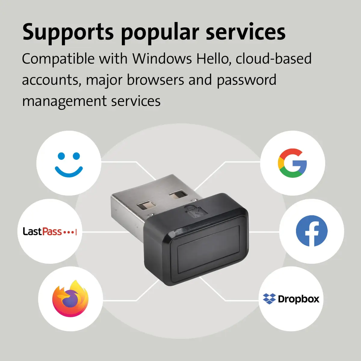 Kensington VeriMark Gen1 USB-A Fingerprint Key Reader | Anti-Spoofing Security for Windows Hello - view 3