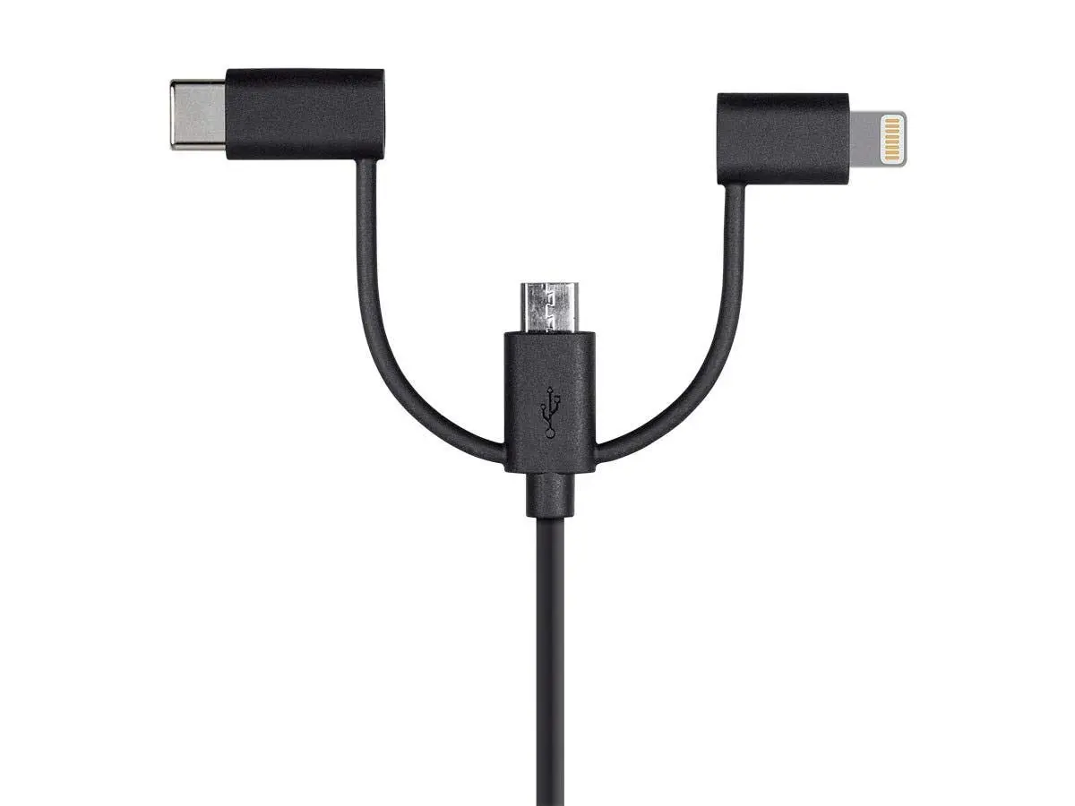 Monoprice 118789 Apple MFi Certified USB to Micro USB + USB Type-C + Lightning Cable 3ft Black - view 5
