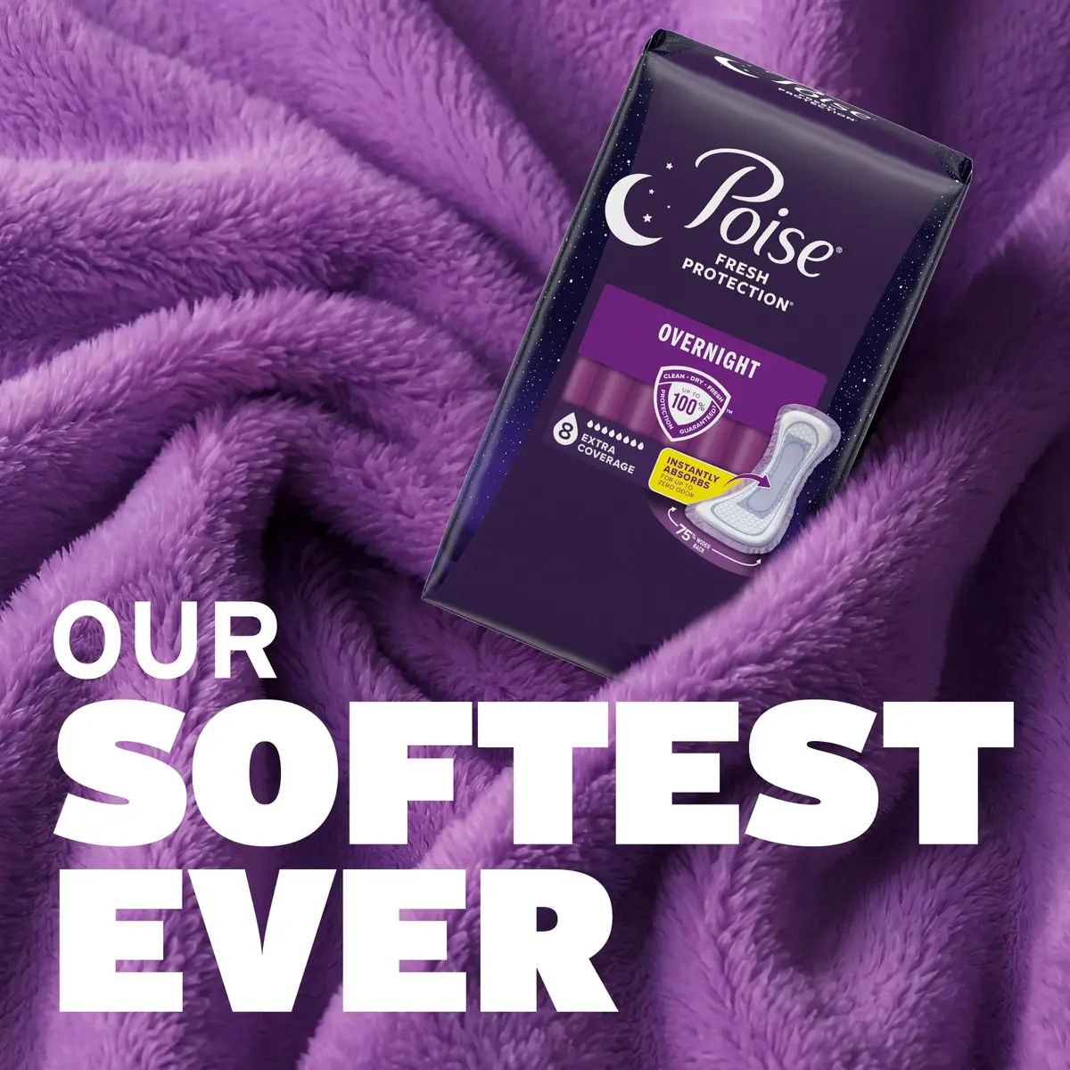 Poise Overnight Incontinence & Postpartum Pads for Bladder Leaks, 72 Count | Extra Coverage for Worry-Free Nights - view 8