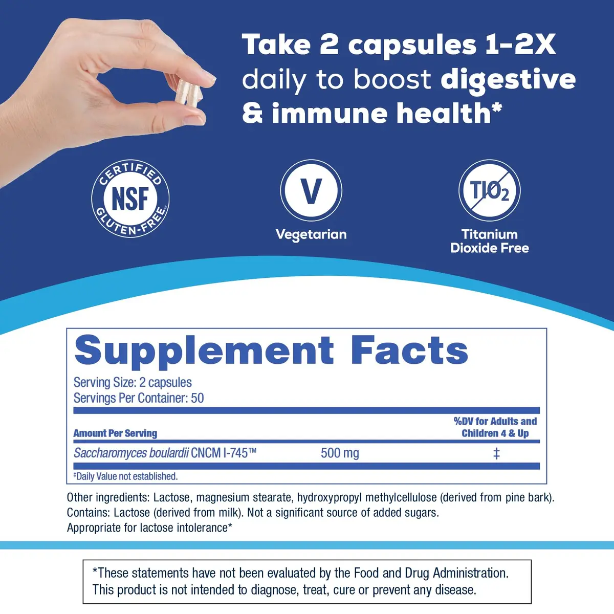Florastor Probiotic for Digestive & Immune Support | 100 Vegetarian Capsules, Gluten-Free, Saccharomyces boulardii - view 6