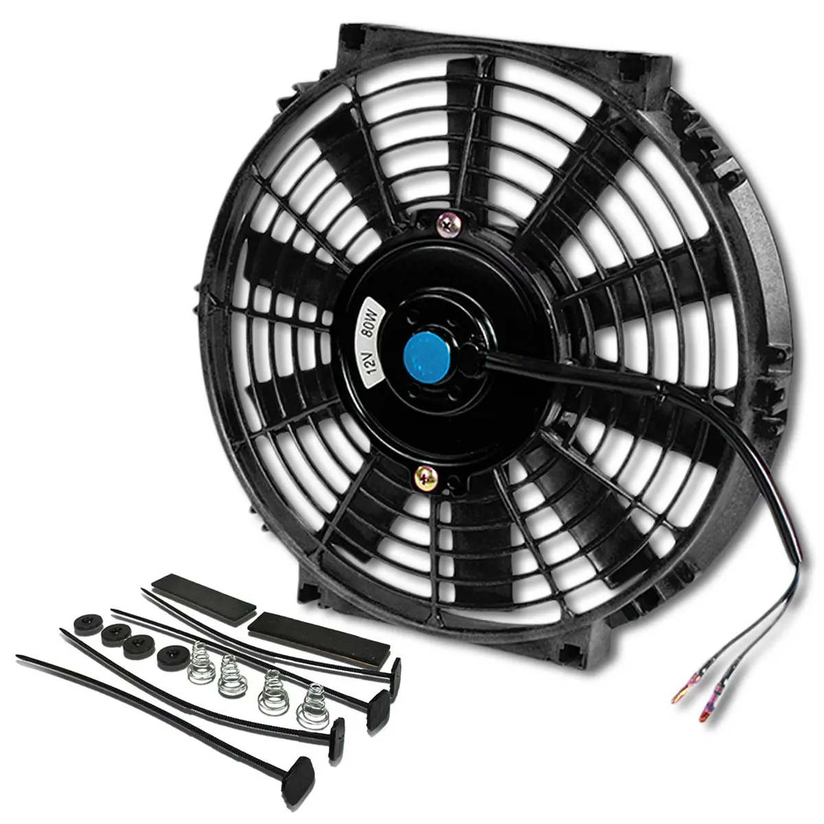 DNA Motoring 10 Inch Electric Slim Radiator Fan with Mount Kit, Black | High Performance Cooling Fan Assembly - main product image
