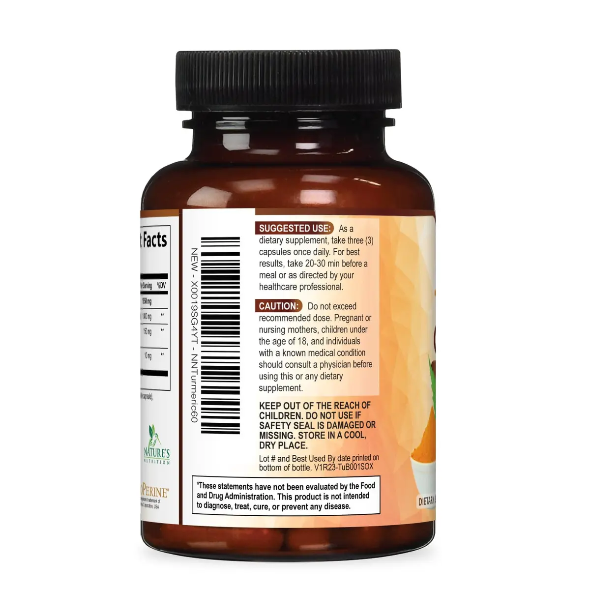 Nature's Nutrition Turmeric Curcumin Supplement 1950mg with BioPerine & Organic Turmeric | 60 Vegan Capsules - view 8