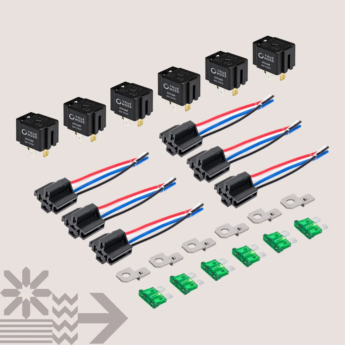 ONLINE LED STORE 12V 6 Pack Bosch Style 4-Pin 30A Fused Relay Kit | Automotive Switches & Relays - view 7