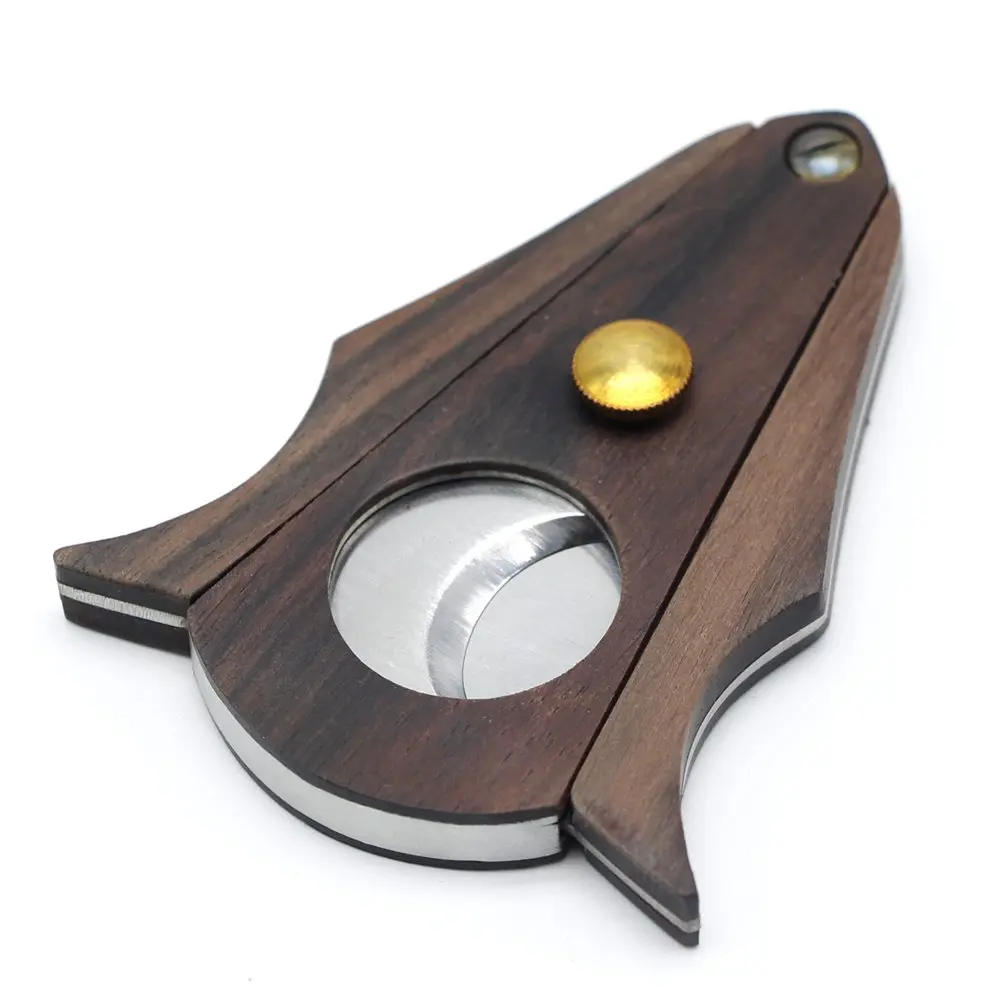 G GALINER Cigar Cutter Guillotine Double Blade Stainless Steel & Zebra Wood with Lock System | 22mm Cut Hole - main product image