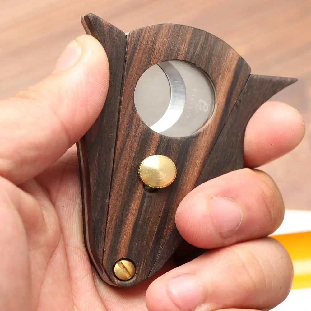 G GALINER Cigar Cutter Guillotine Double Blade Stainless Steel & Zebra Wood with Lock System | 22mm Cut Hole - view 8