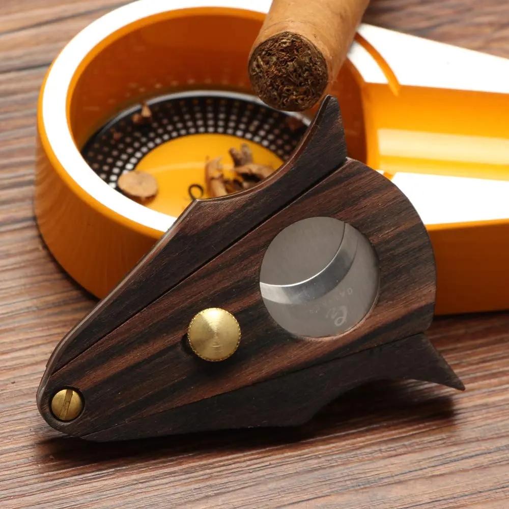 G GALINER Cigar Cutter Guillotine Double Blade Stainless Steel & Zebra Wood with Lock System | 22mm Cut Hole - view 9