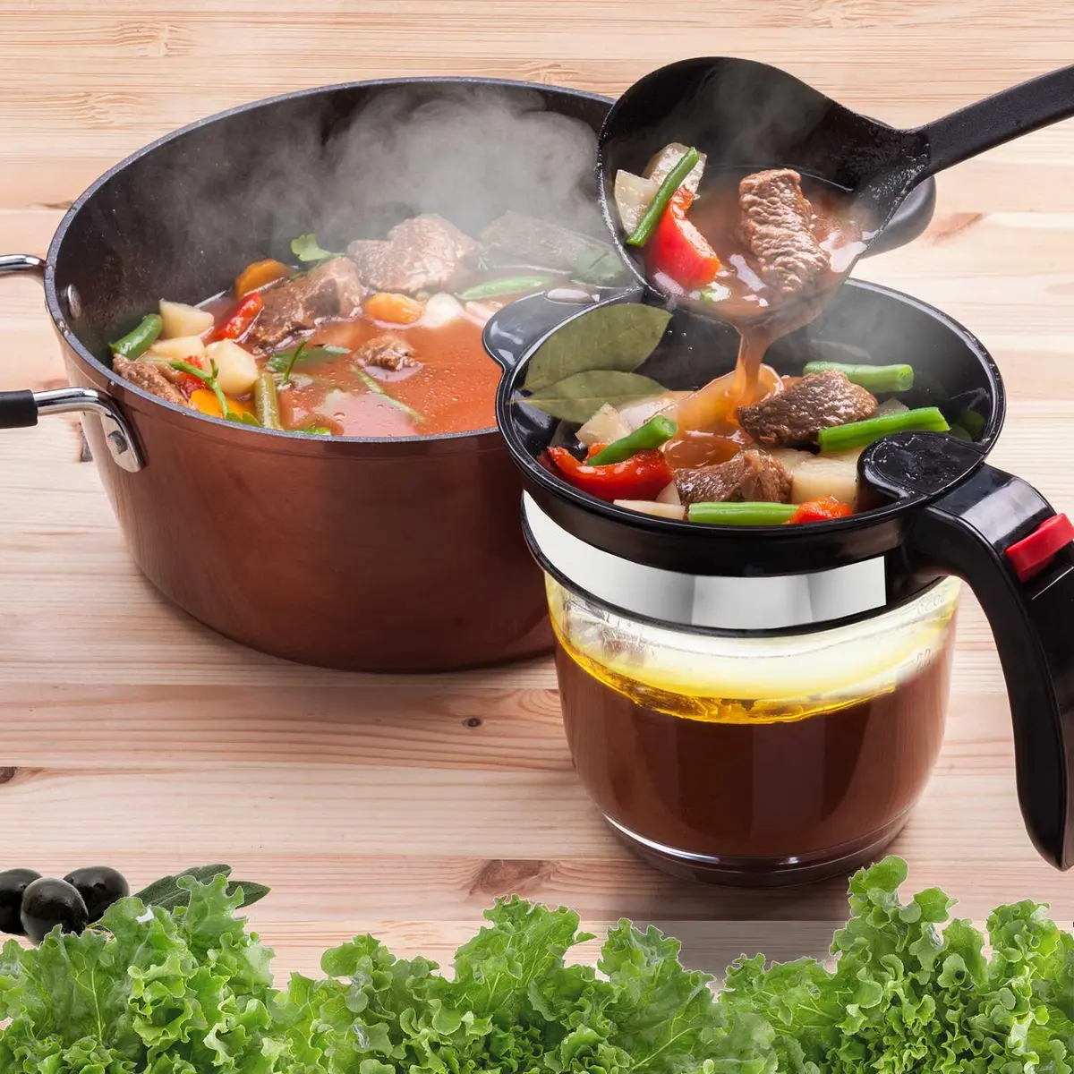 VONDIOR Food Strainer with Bottom Release | 4-Cup Grease Separator for Cooking & Juicing - view 2