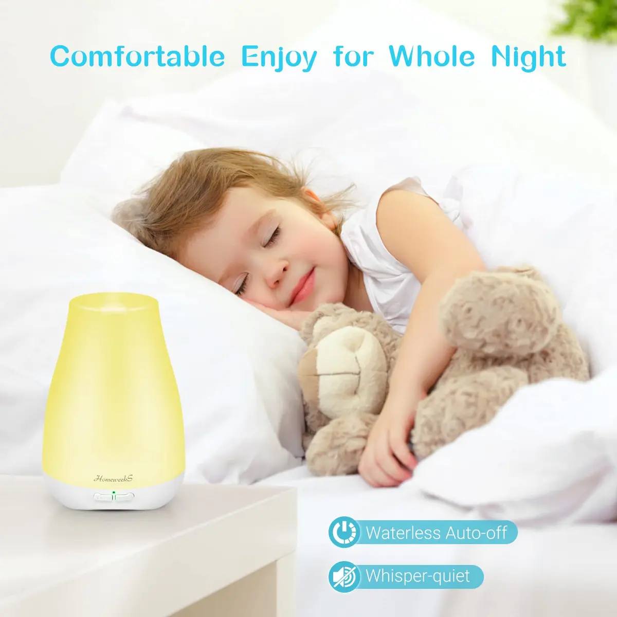 Homeweeks Essential Oil Diffuser 100ml (3.38 Fl Oz) | Ultrasonic Aroma Diffuser with Automatic Shut-Off - view 7