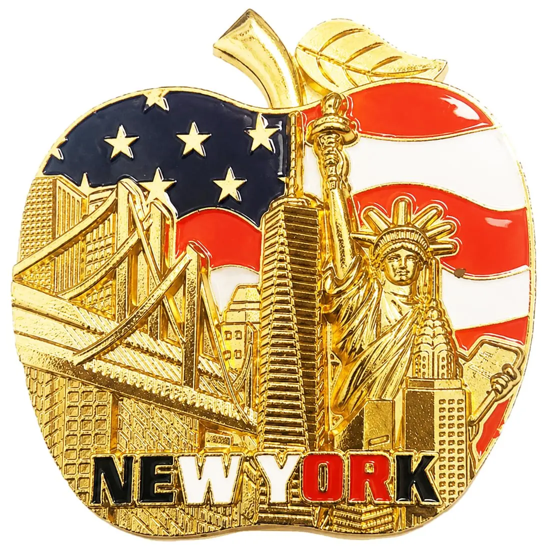 Favorict Big Apple New York Souvenir Magnet 3" x 3" | Iconic NYC Landmark Decor - main product image