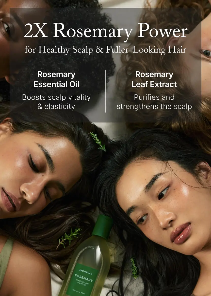AROMATICA Rosemary Scalp Scaling Shampoo for Hair Growth 400ml (13.53 Fl Oz) | Vegan Formula for Hair Fall & Scalp Health - view 3