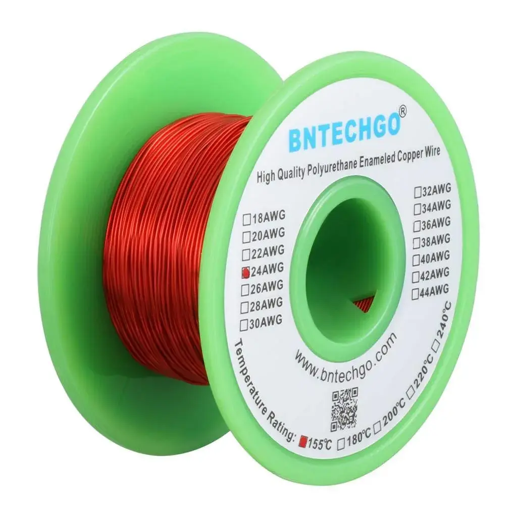 BNTECHGO Red 24 AWG Enameled Magnet Wire 4 oz (113.4g) | Copper Coil Wire for Transformers, Motors, DIY Projects - view 2