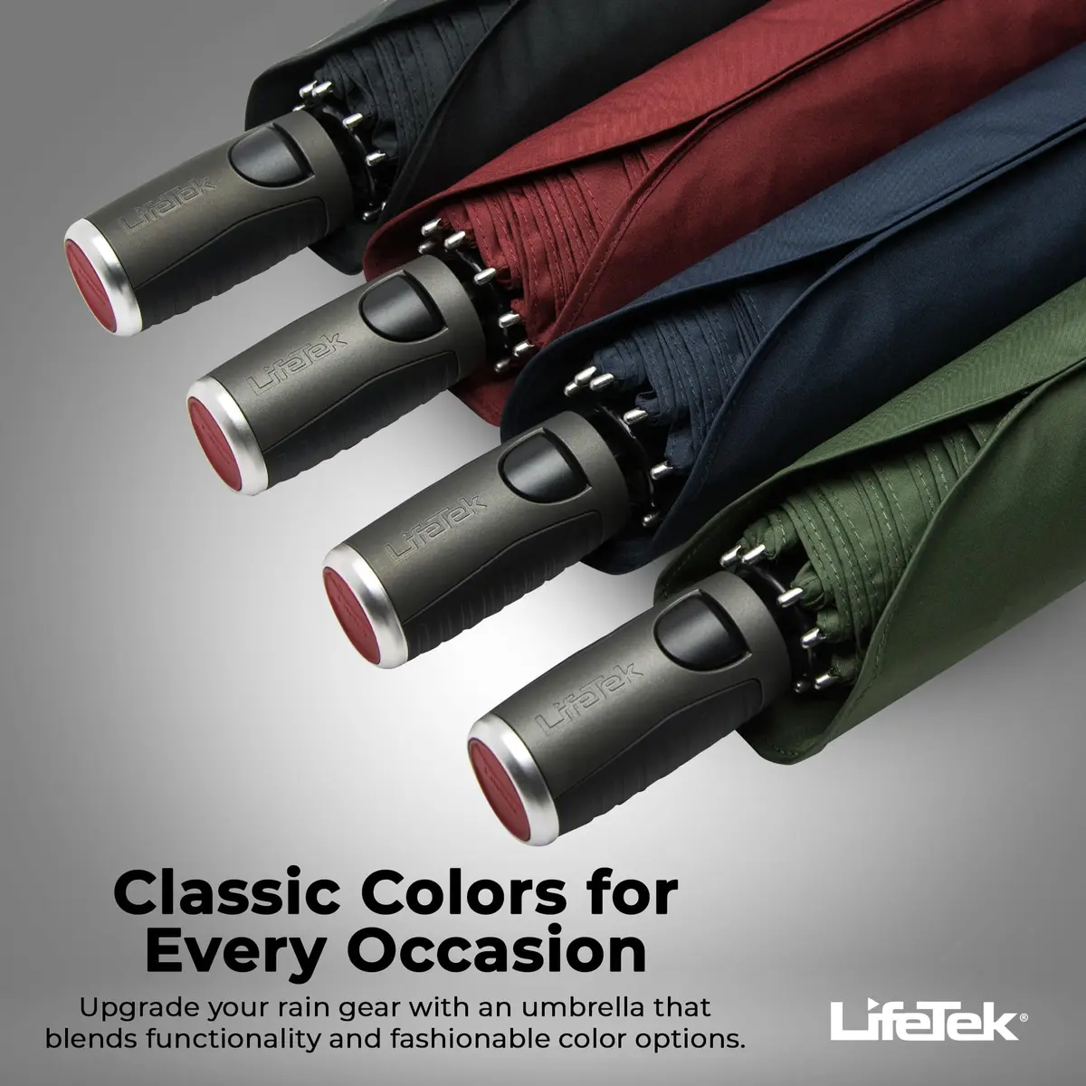 LifeTek Traveler 45 FX2 Windproof Travel Umbrella | Compact, UV Protection & Heavy Duty Frame - view 4