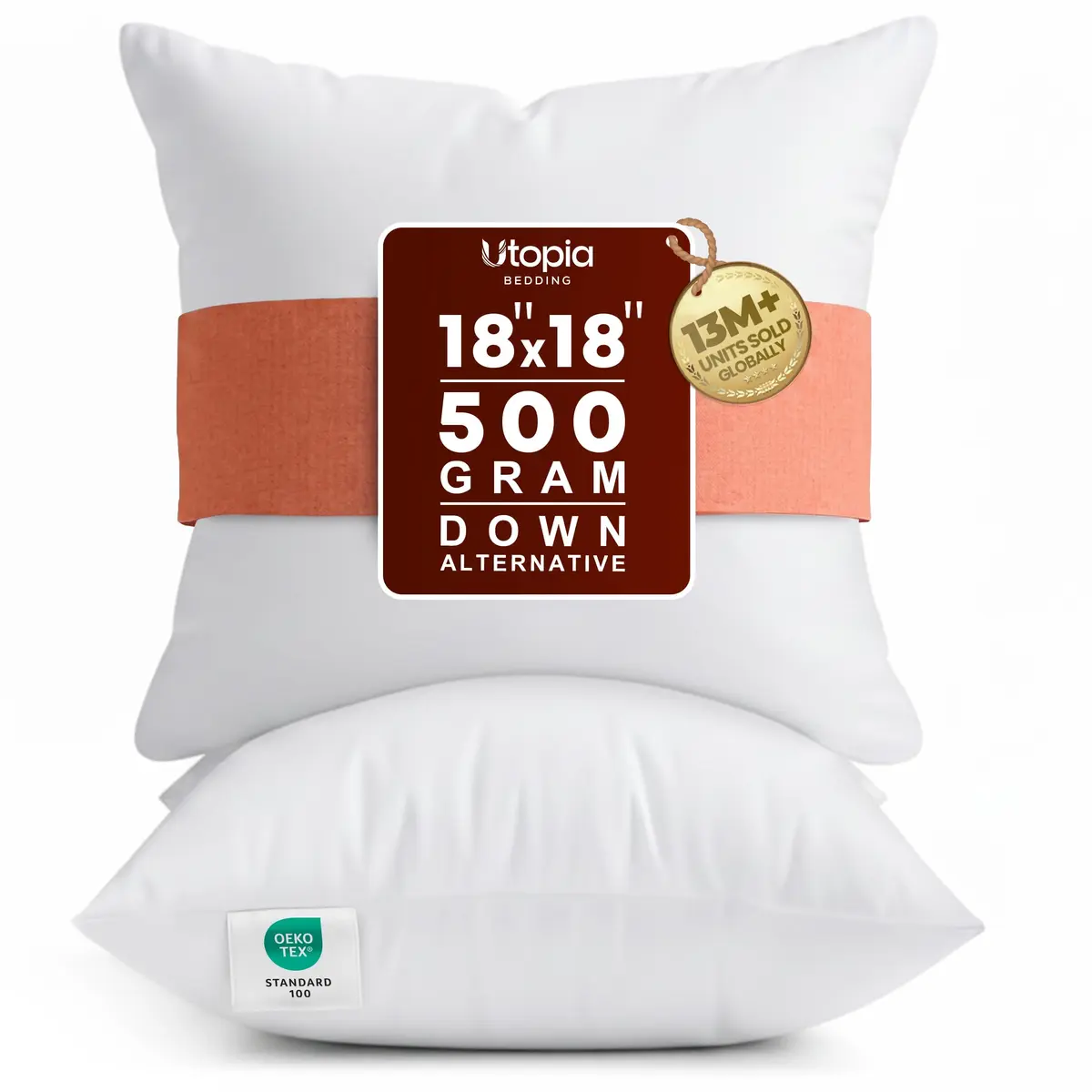 Utopia Bedding 18x18 Inch (45x45 cm) Pillow Inserts, White Throw Pillow Fillers | High-Rebound Fiber Core - main product image