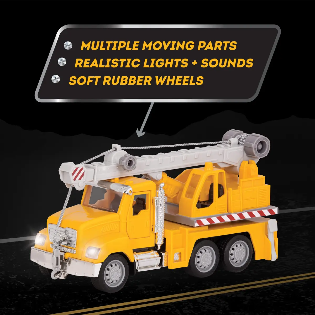 Driven by Battat Crane Truck Toy with Lights & Sounds, Movable Parts, 16.5 cm (6.5 Inches) | ASTM-Tested Construction Vehicle for Kids 3+ - view 4