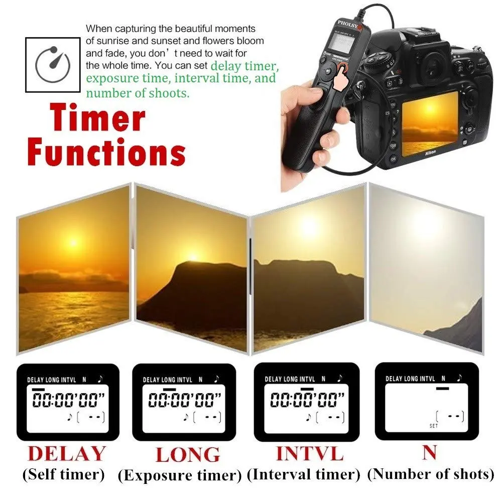 PHOLSY P6 Timer Remote Control Cable with Intervalometer for Panasonic | Long Exposure & Time-Lapse - view 4