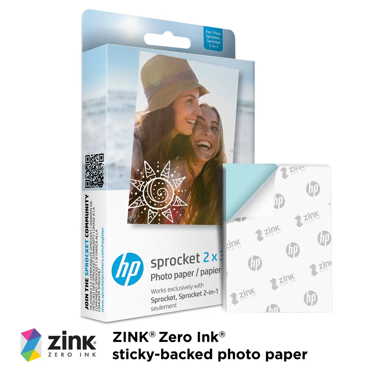 HP Sprocket 2x3" Premium Zink Sticky Back Photo Paper (20 Sheets) | Fade-Resistant & Acid-Free - view 2
