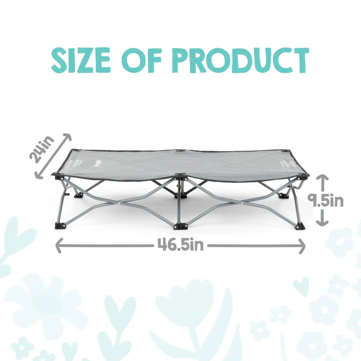 Regalo My Cot Portable Toddler Bed 46.5" x 24" x 9.5" Gray | Foldable Kids Travel Bed & Camping Cot - view 3