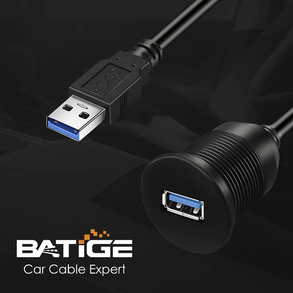 BATIGE USB 3.0 Male to Female AUX Car Mount Flush Cable 3ft | Waterproof Car Extension - view 8